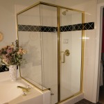 Glass Shower with Gold Framing