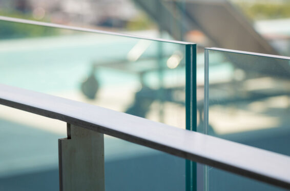 Exterior Glass railings installed on a Utah business