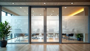 Minimalist etched design on glass.